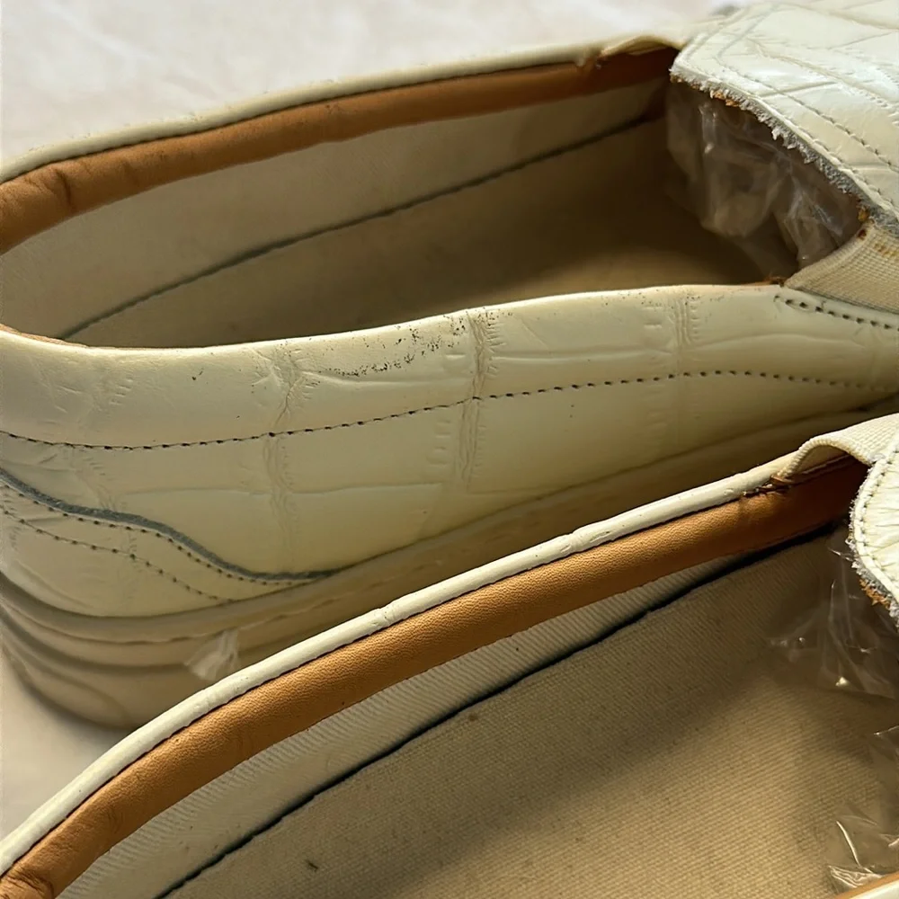 Leather soludos 9.5 cream slide sneaker espadrilles - Picture 4 of 11